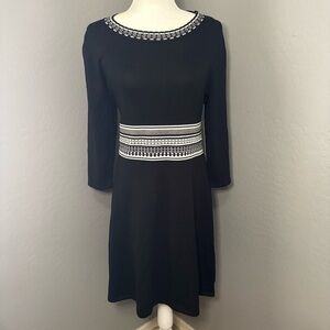 Zoe + Phoebe NWT Black & White Knit Long‎ Sleeved Dress Size PM